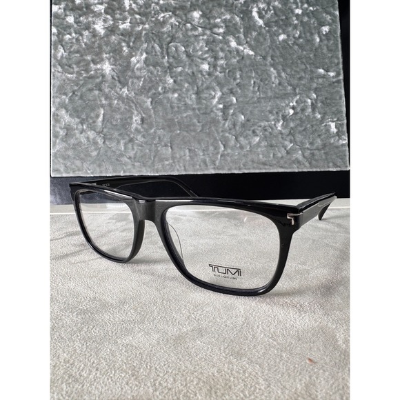 TUMI Men's Eyeglasses VTU014 Black Rectangular Blue Light Lens Frame 55mm Japan - Picture 1 of 7